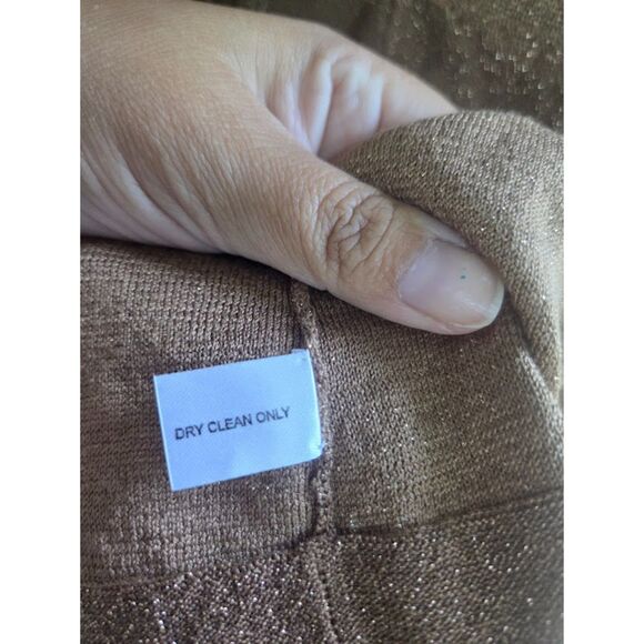 White +Warren Brown Metallic Silk Blend Button Down Tunic Cardigan Sweater XL - Picture 6 of 6